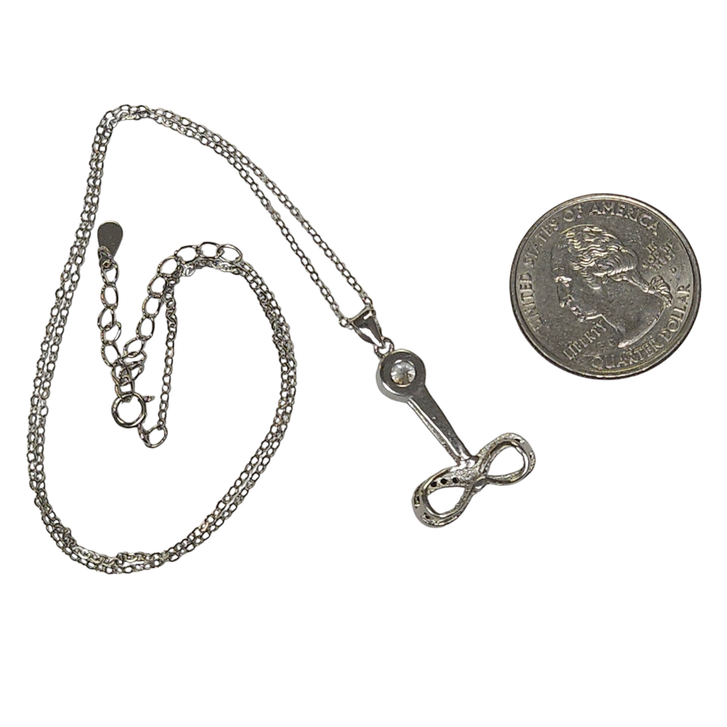 Sterling Silver 925 Cubic Zirconia Infinity Necklace