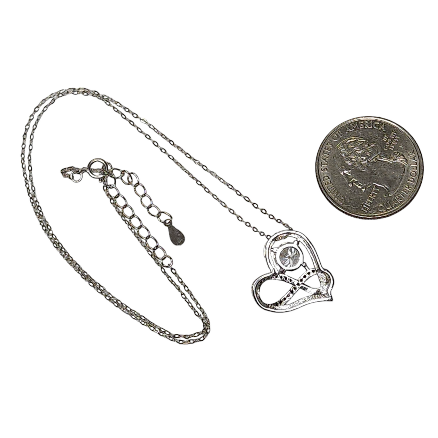 Sterling Silver 925 Cubic Zirconia Infinity Heart Necklace