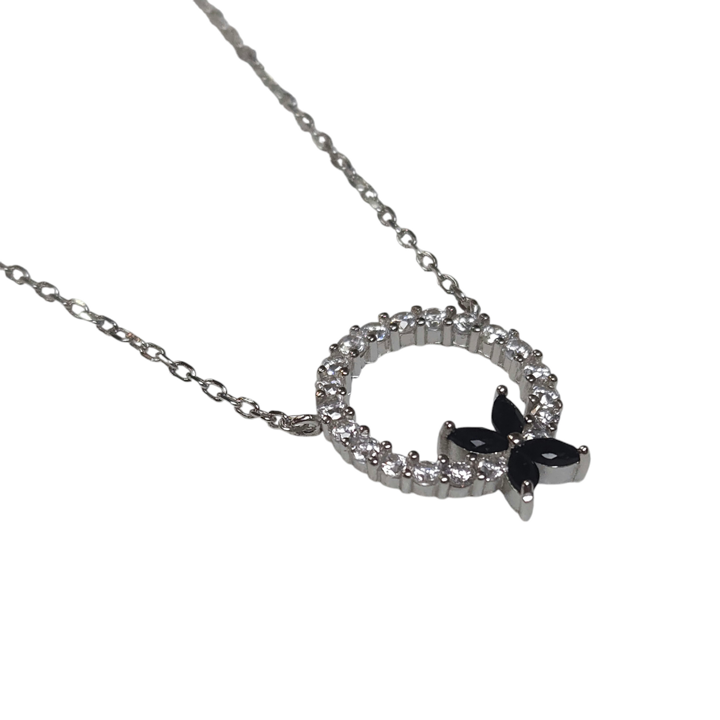 Sterling Silver 925 Cubic Zirconia Eternity X Necklace