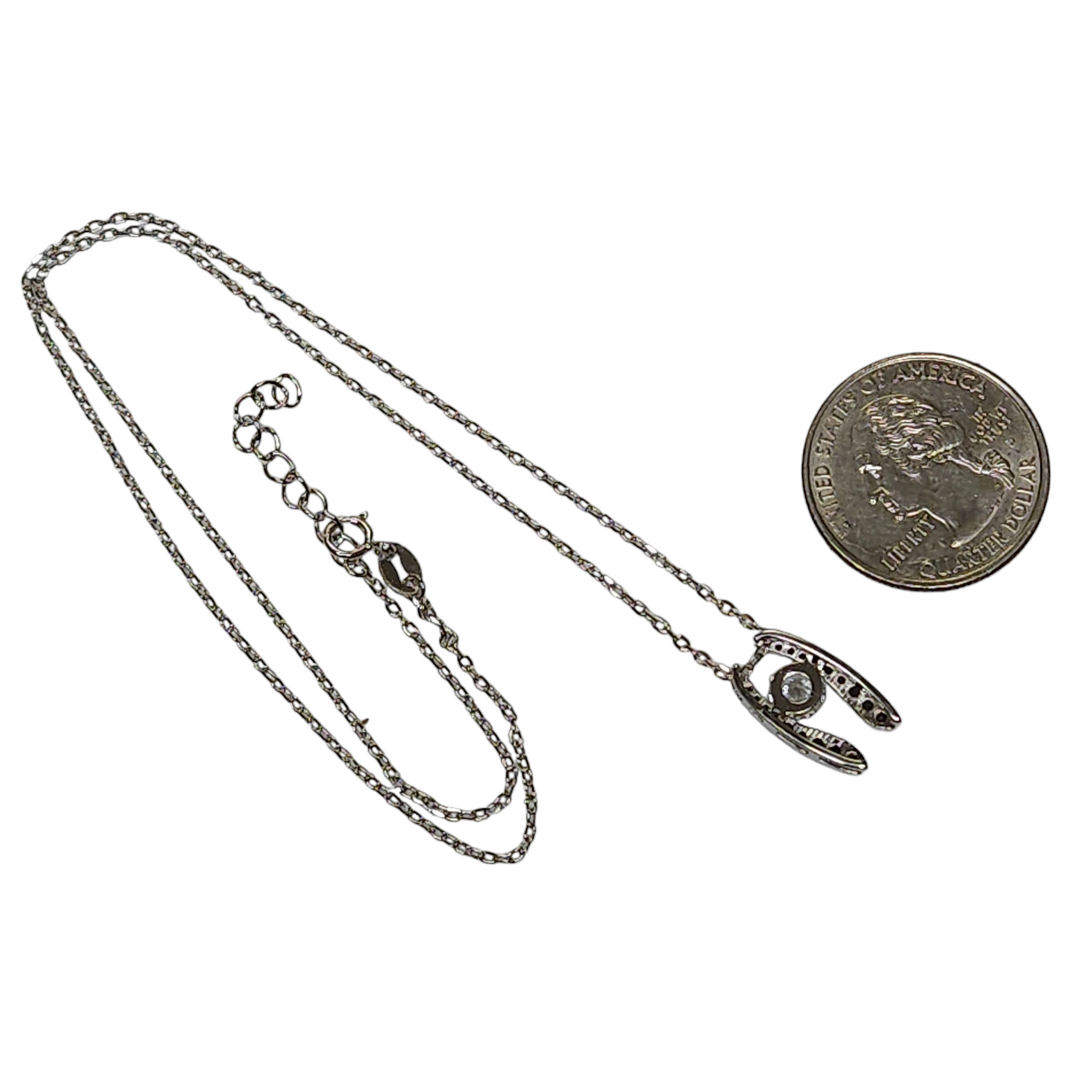 Sterling Silver 925 Cubic Zirconia Clear Middle Stone Necklace