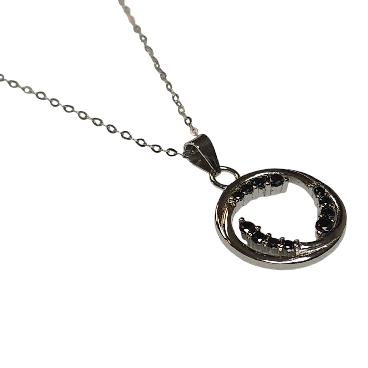 Sterling Silver 925 Cubic Zirconia Swirl Necklace