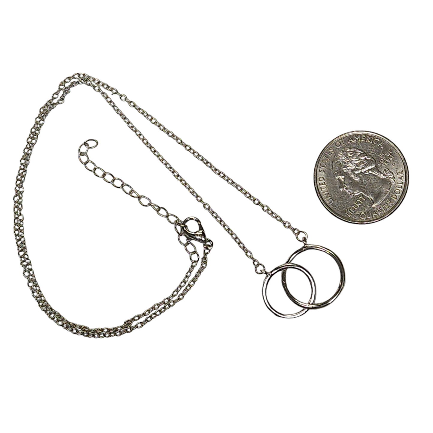 Sterling Silver 925 Silver Double Ring Necklace