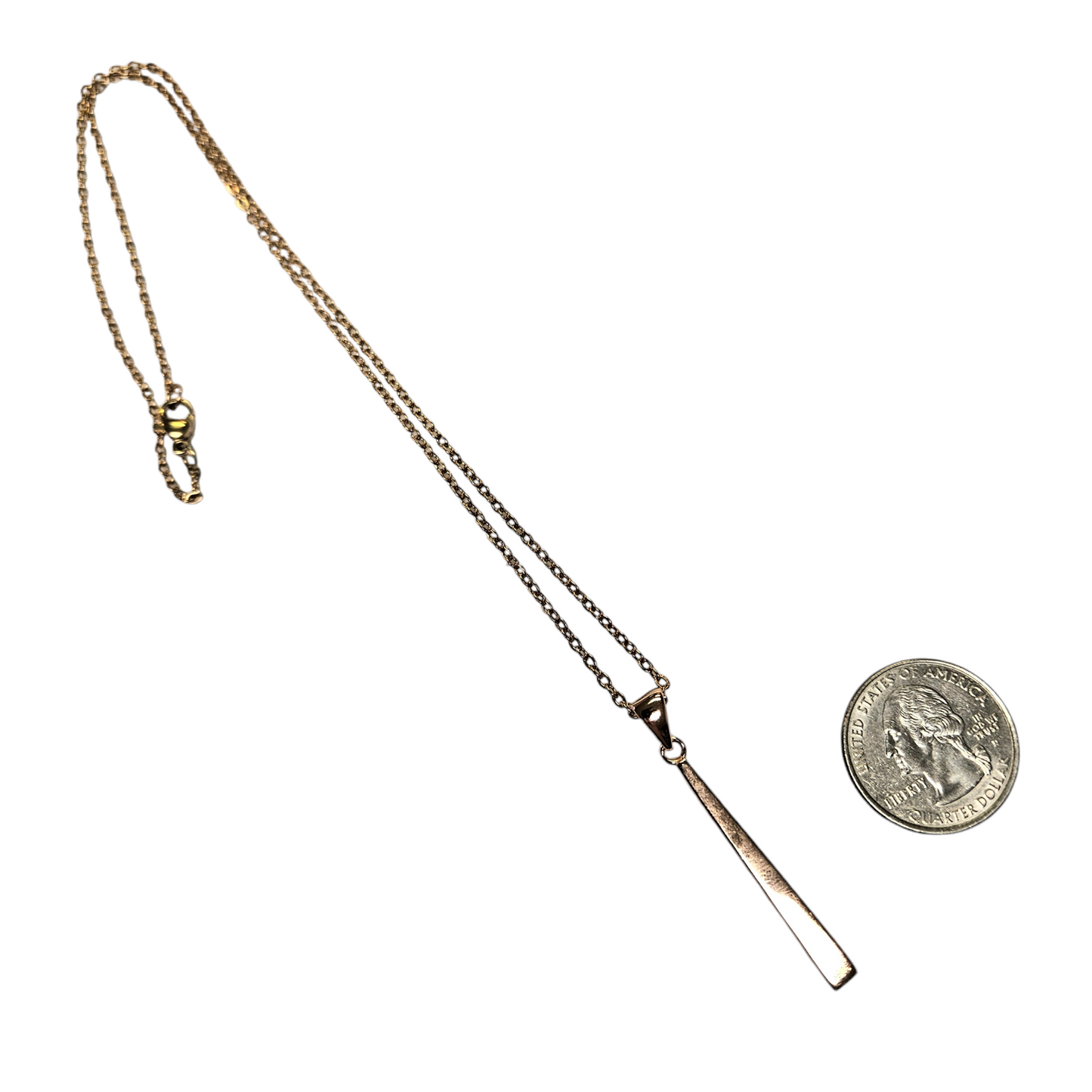 Sterling Silver Rose Gold Pink Lab Opal Stick Pendant