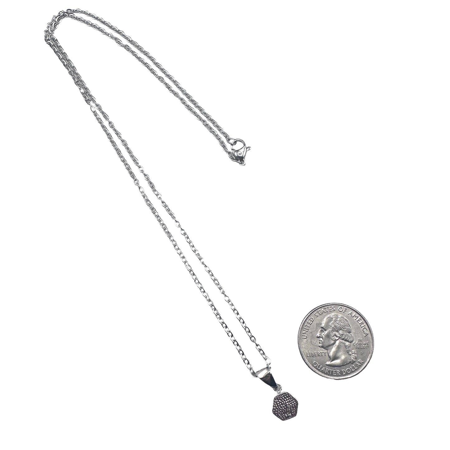 Sterling Silver Blue Lab Opal Hexagon Pendant
