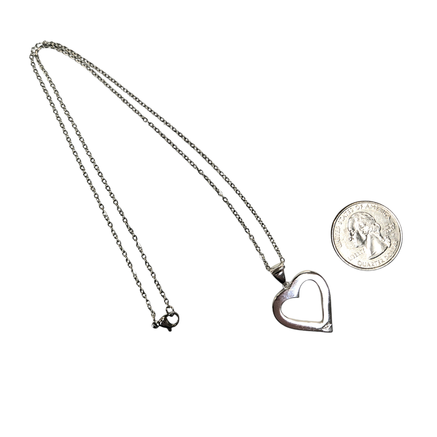 Sterling Silver White Lab Opal Heart Frame Pendant (Copy)