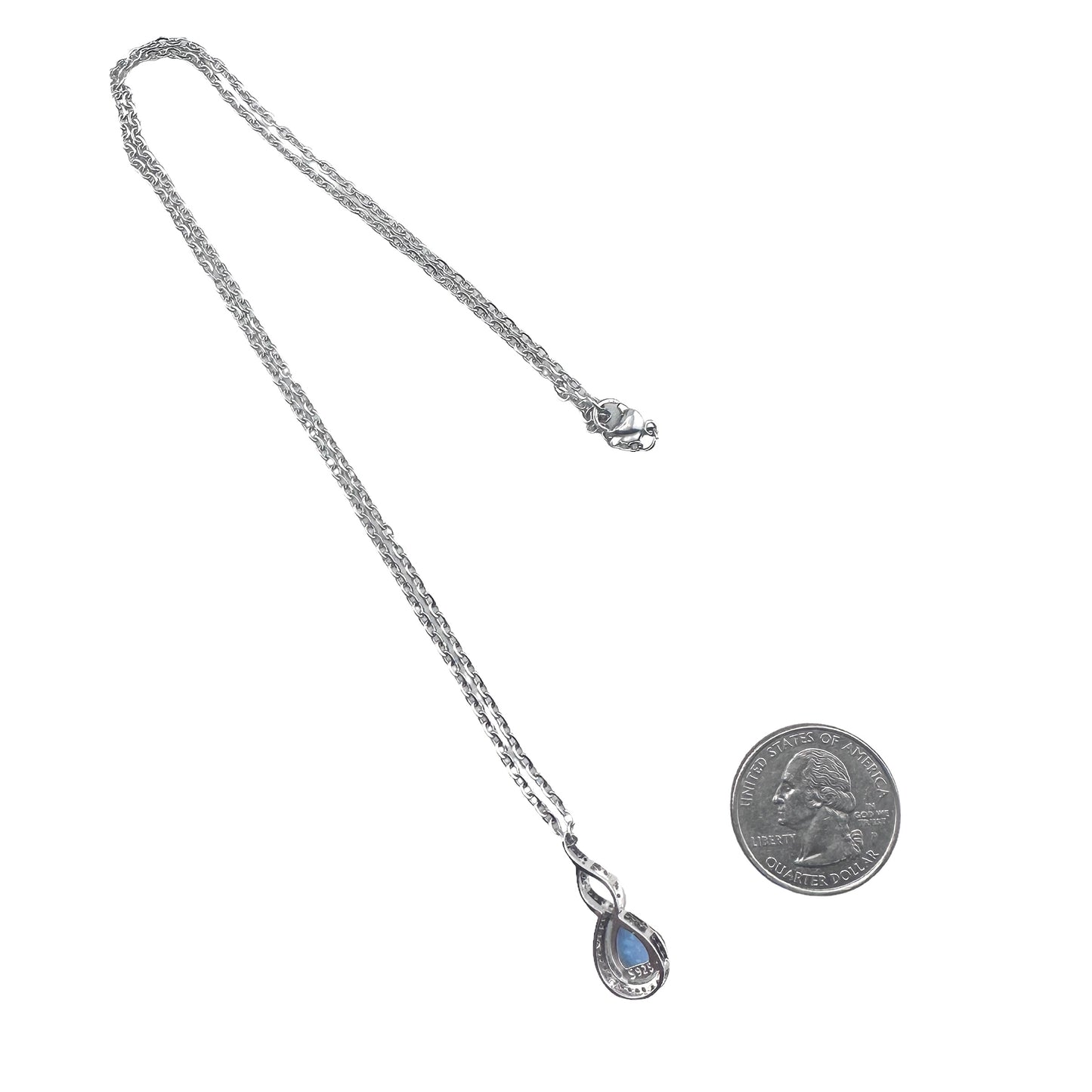 Sterling Silver White Lab Opal & CZ Pendant
