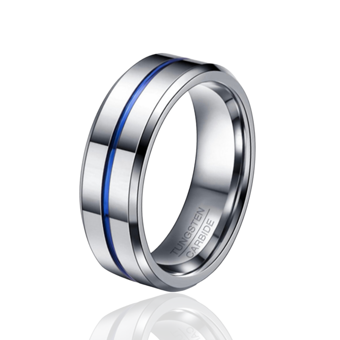 Blue Line 8mm Tungsten Band