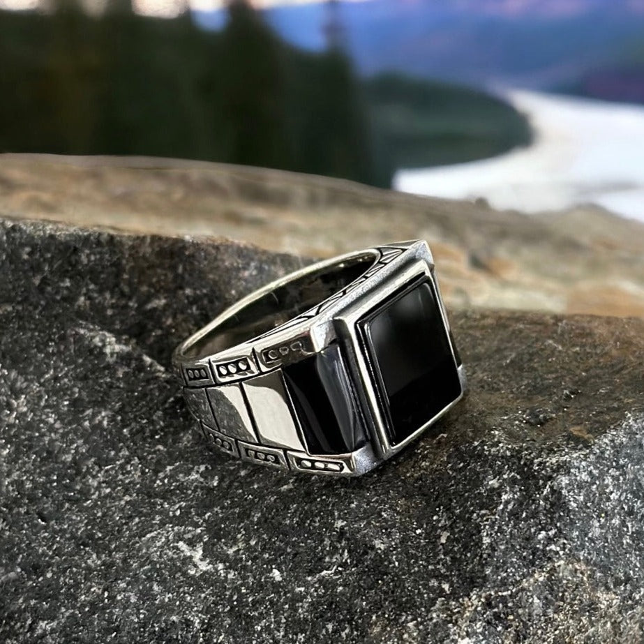 Sterling Silver Black Onyx Stone Ring