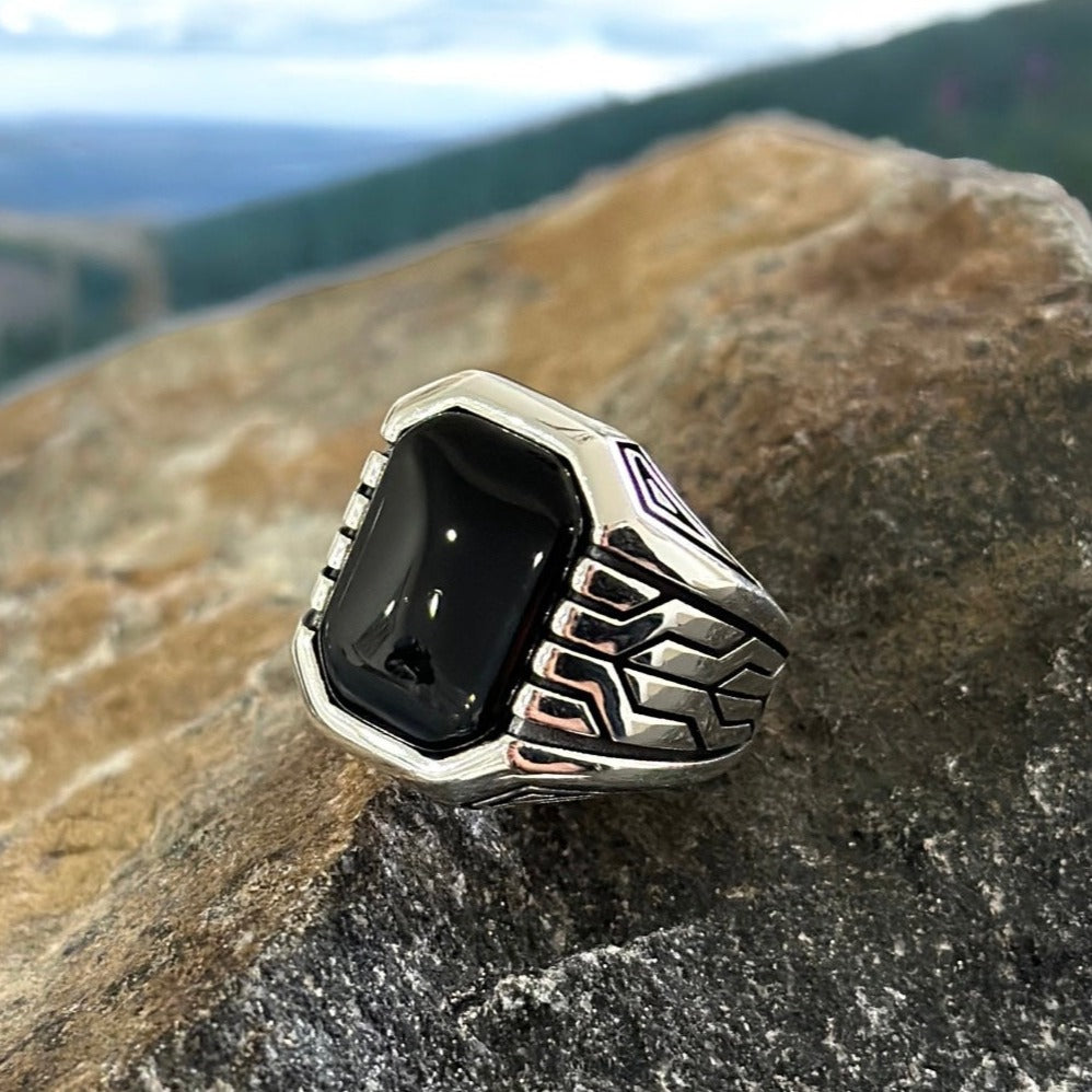 Sterling Silver Black Onyx Stone Ring