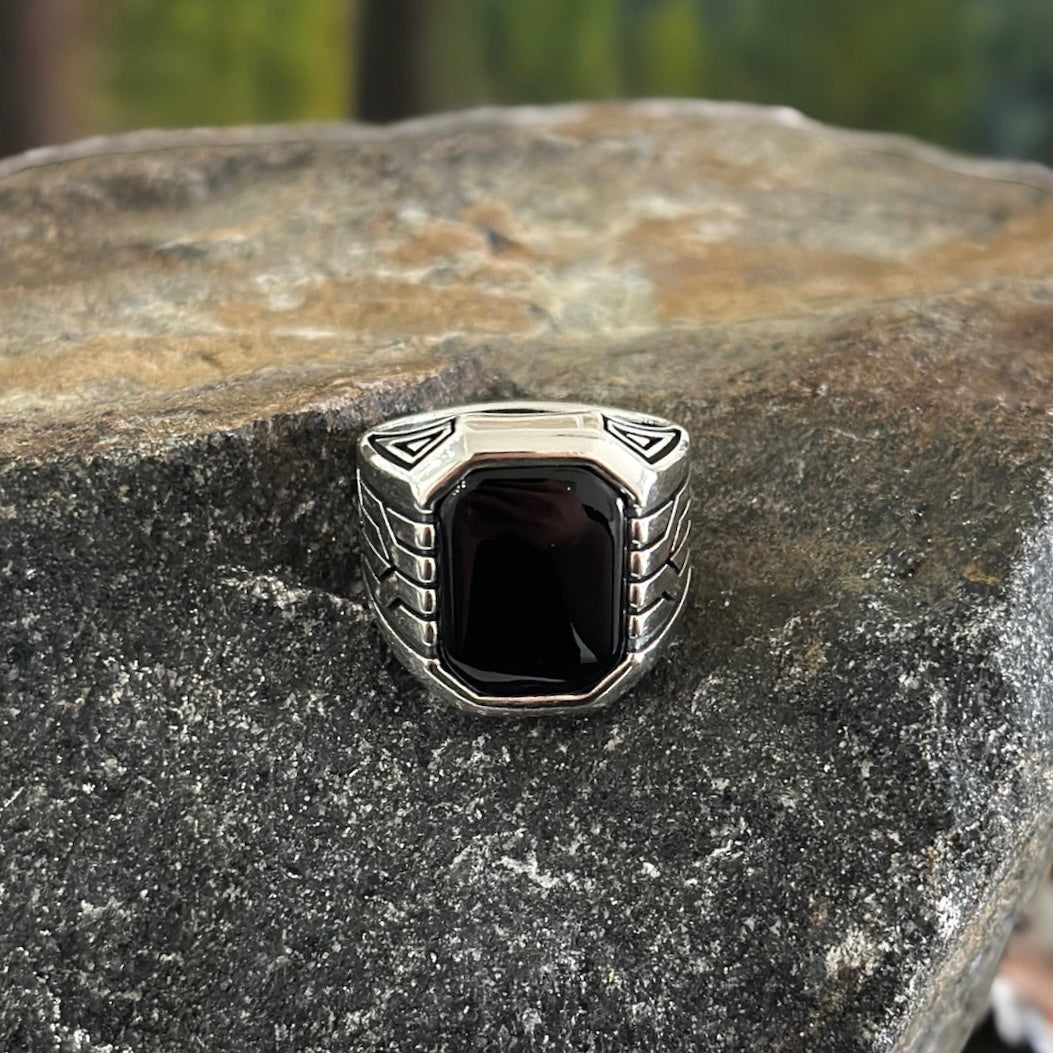 Sterling Silver Black Onyx Stone Ring