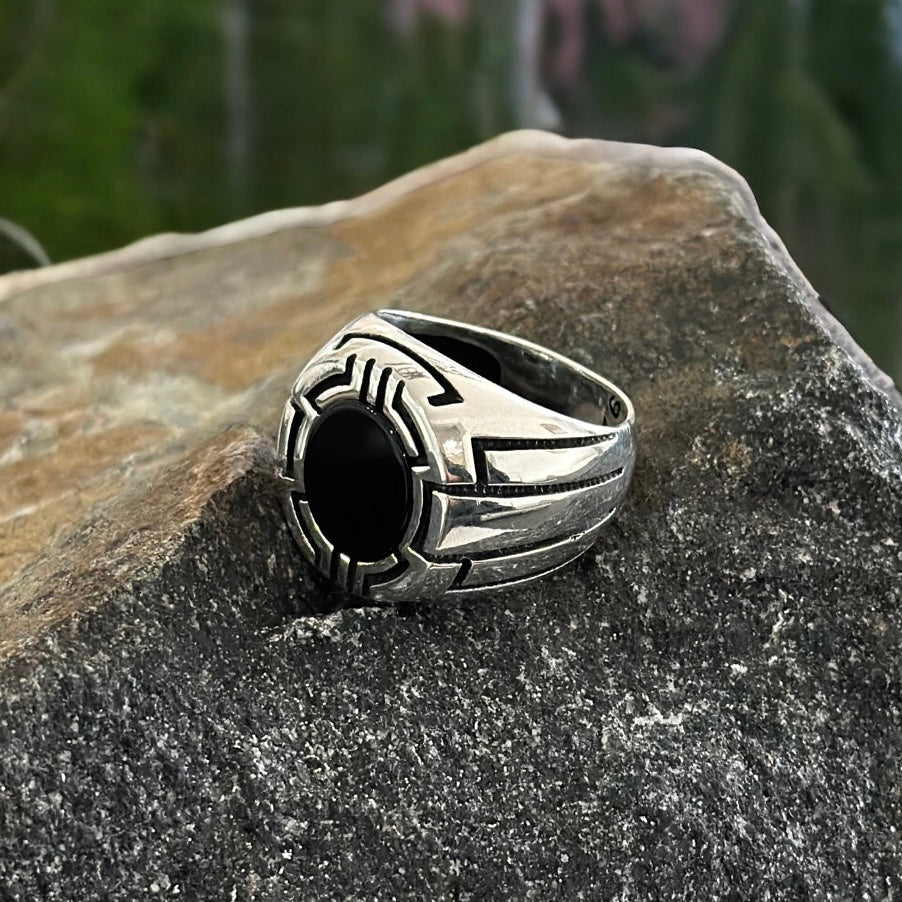 Sterling Silver Black Onyx Stone Ring