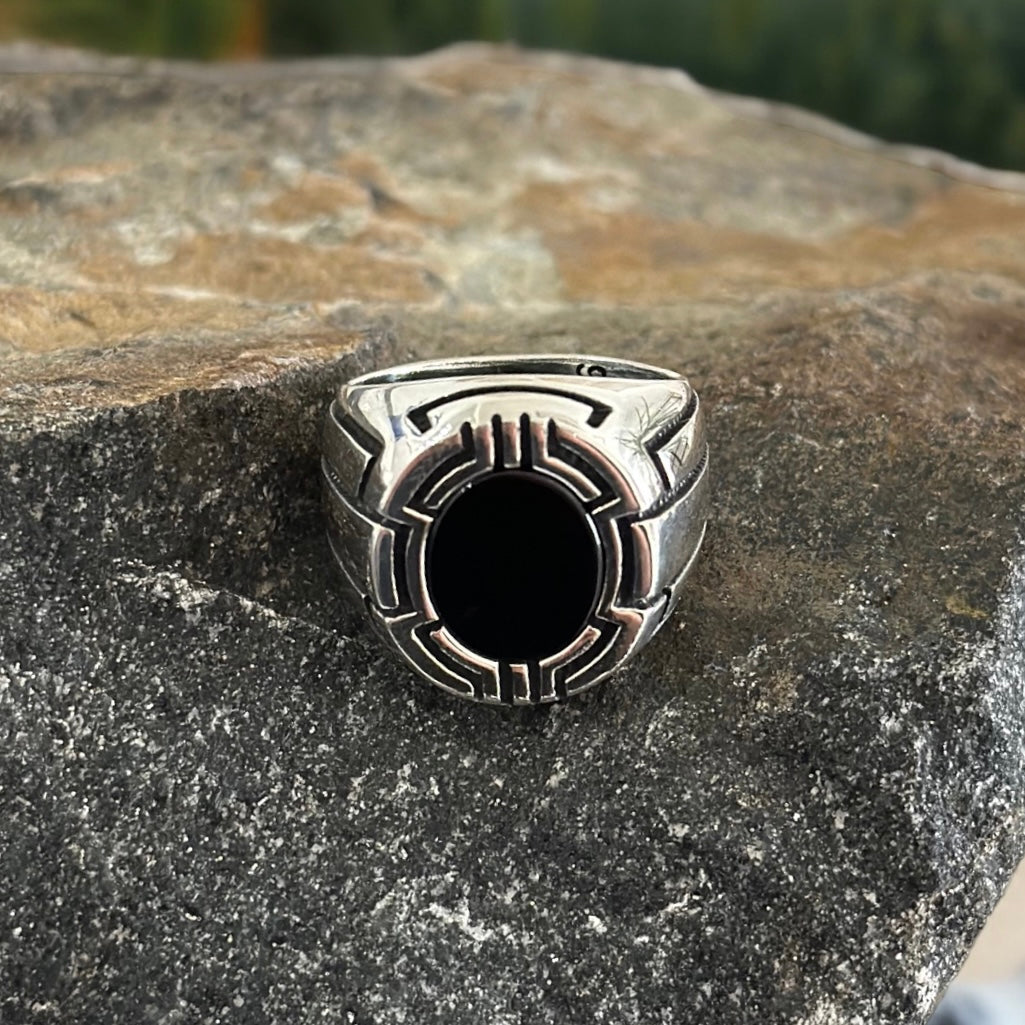 Sterling Silver Black Onyx Stone Ring