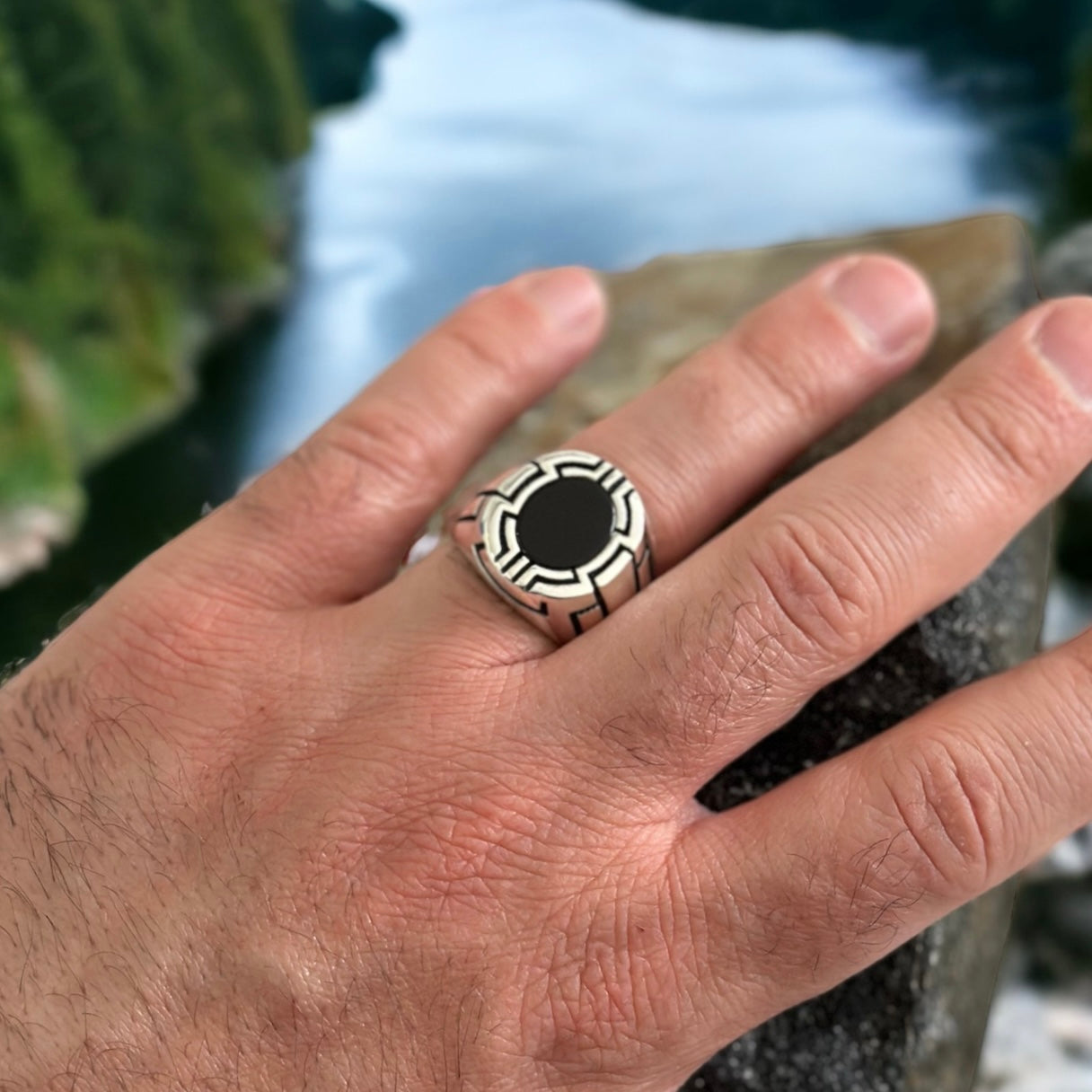 Sterling Silver Black Onyx Stone Ring