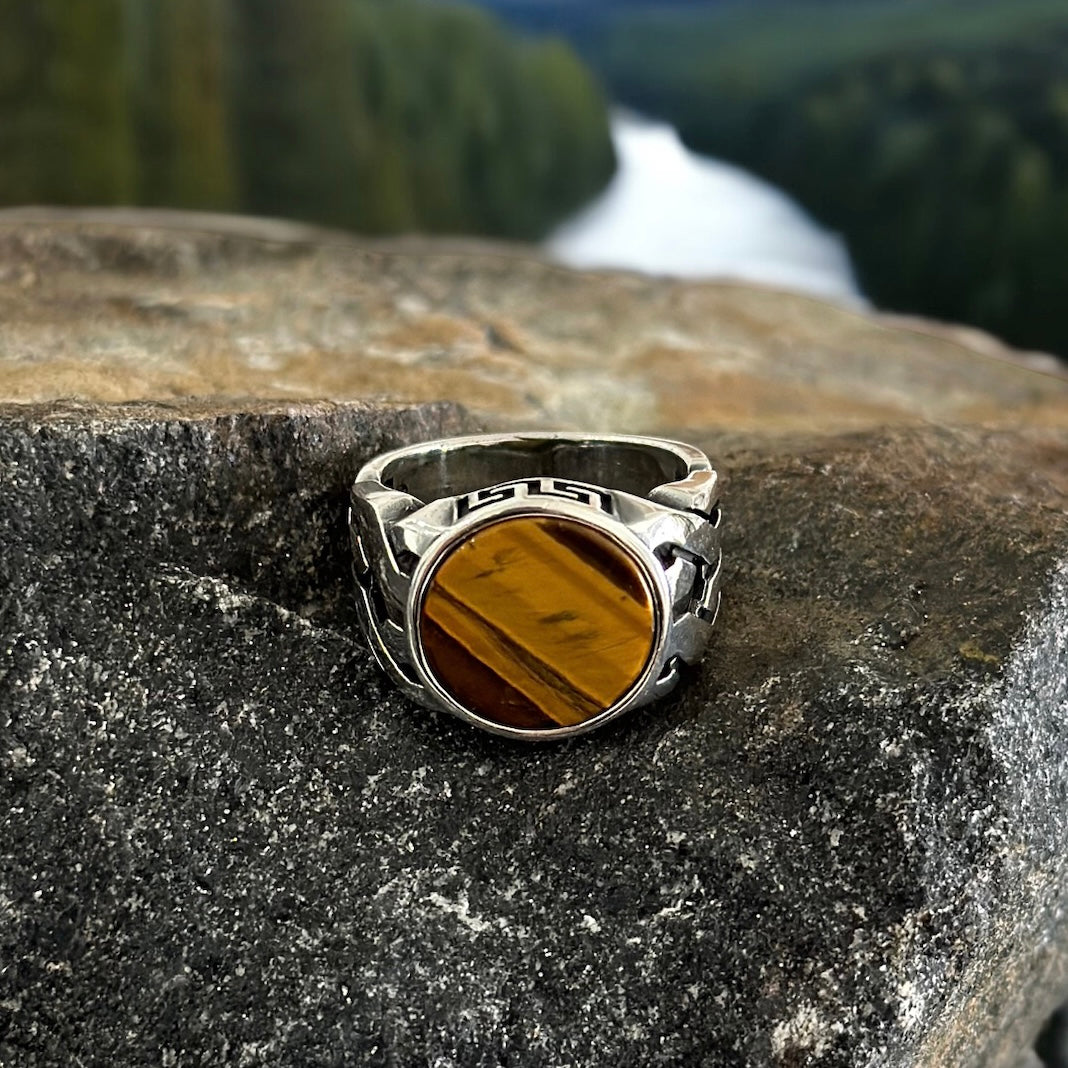 Sterling Silver Tiger Eye Agate Stone Ring