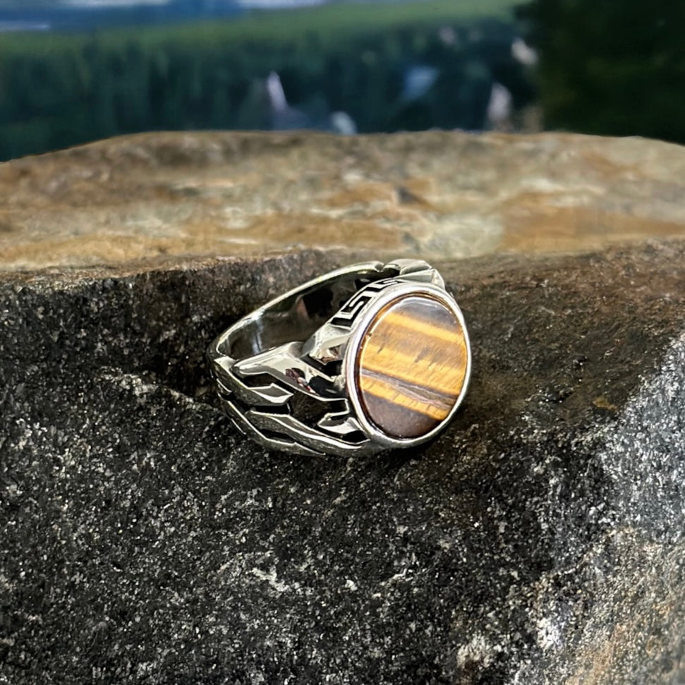 Sterling Silver Tiger Eye Agate Stone Ring