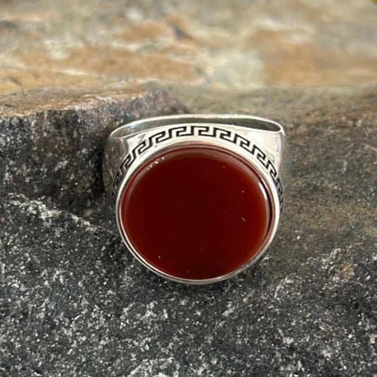 Sterling Silver Red Agate Stone Ring