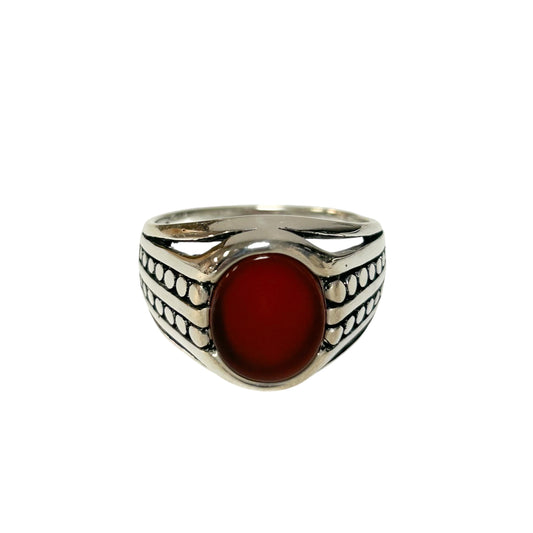 Sterling Silver Red Agate Stone Ring