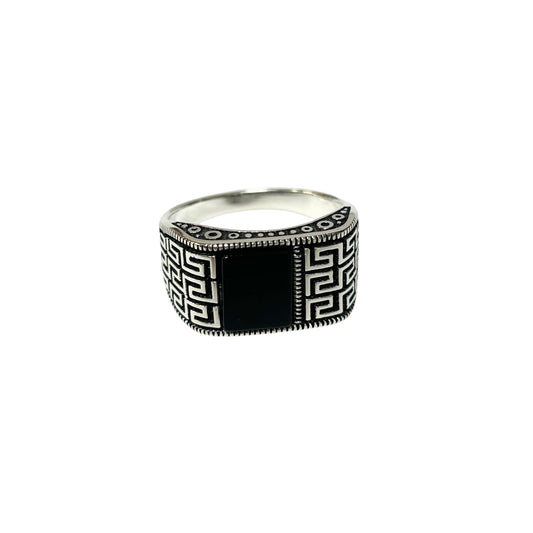 Sterling Silver Black Onyx Agate Stone Ring