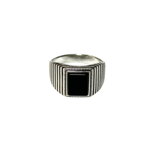 Sterling Silver Black Onyx Agate Stone Ring