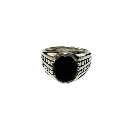 Sterling Silver Black Onyx Agate Stone Ring