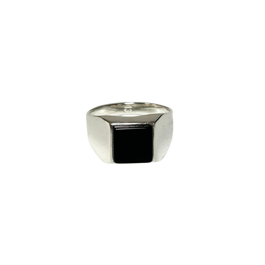 Sterling Silver Black Onyx Agate Stone Ring