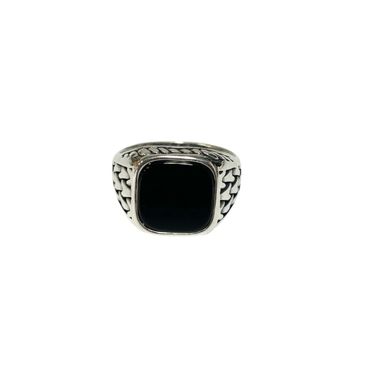 Sterling Silver Black Onyx Agate Stone Ring