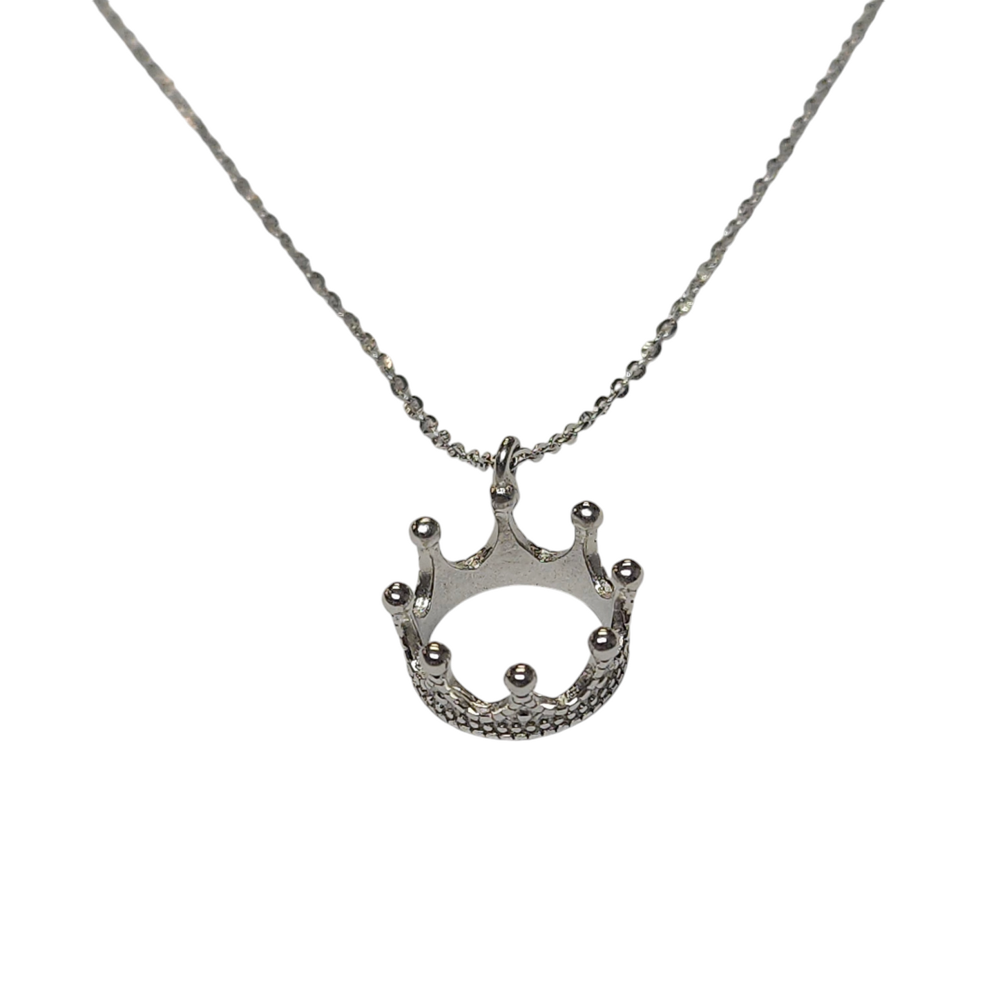 Sterling Silver 925 Cubic Zirconia Crown Necklace