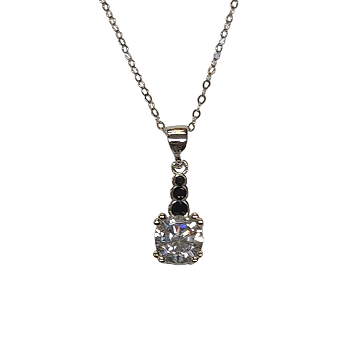 Sterling Silver 925 Cubic Zirconia Single Stone Necklace