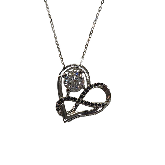 Sterling Silver 925 Cubic Zirconia Infinity Heart Necklace