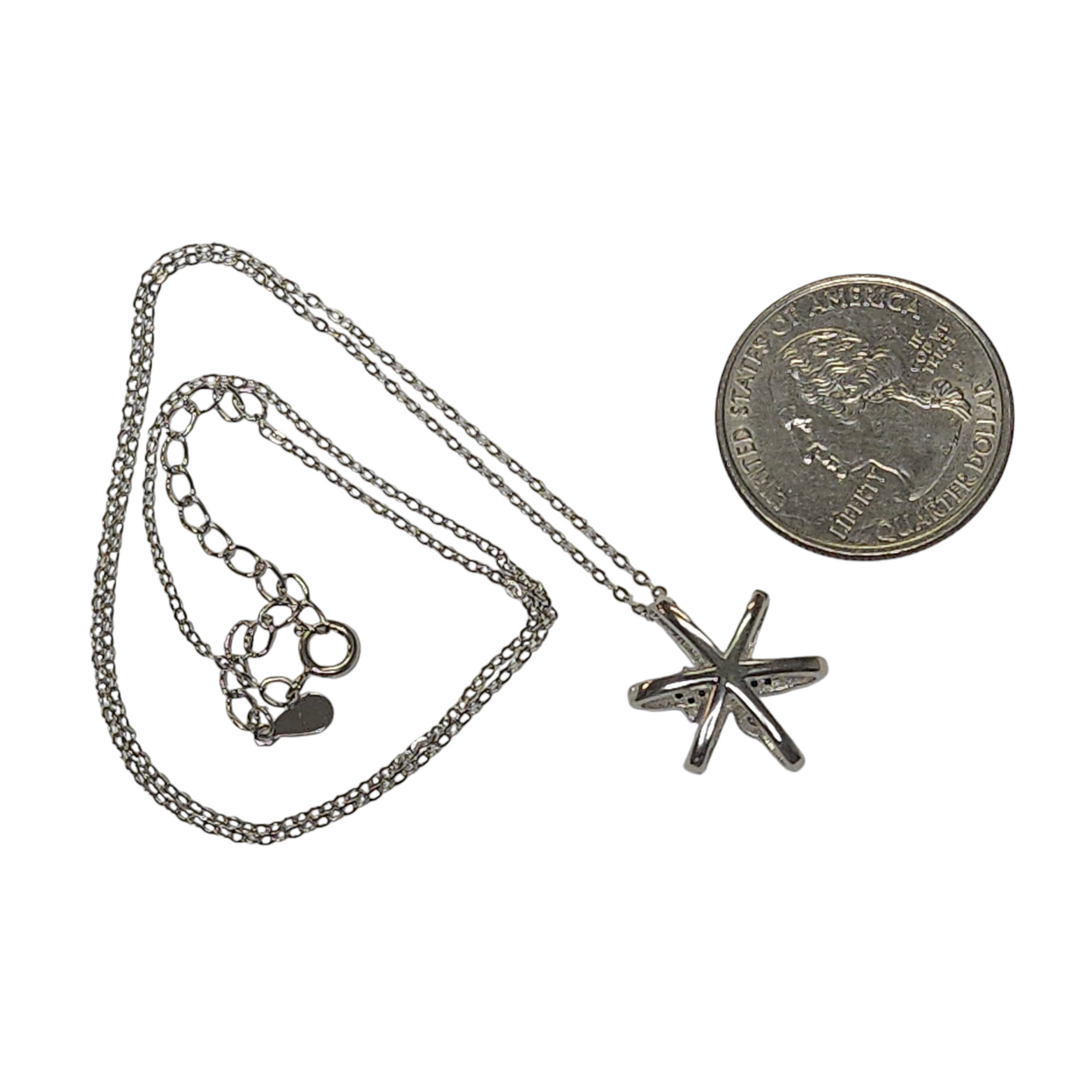 Sterling Silver 925 Cubic Zirconia Star Fish Necklace