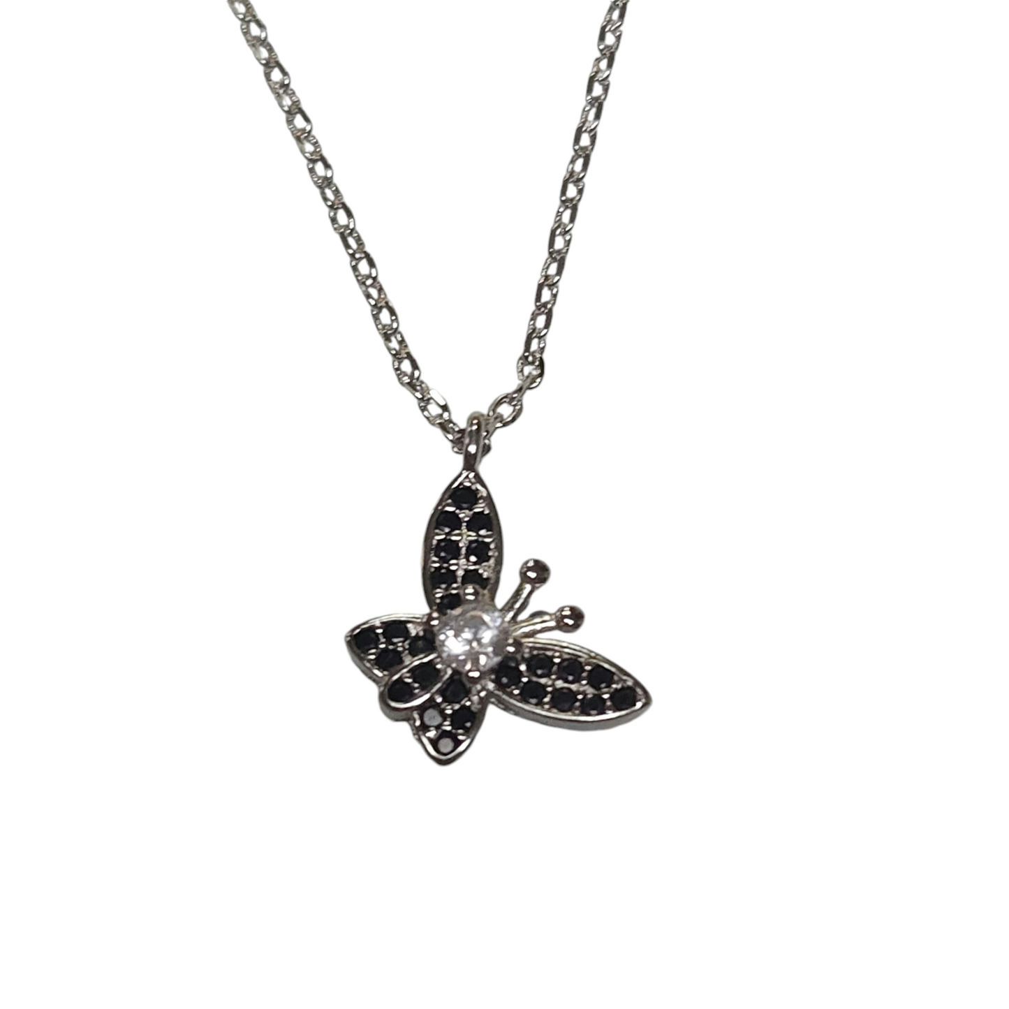 Sterling Silver 925 Cubic Zirconia Little Butterfly Necklace