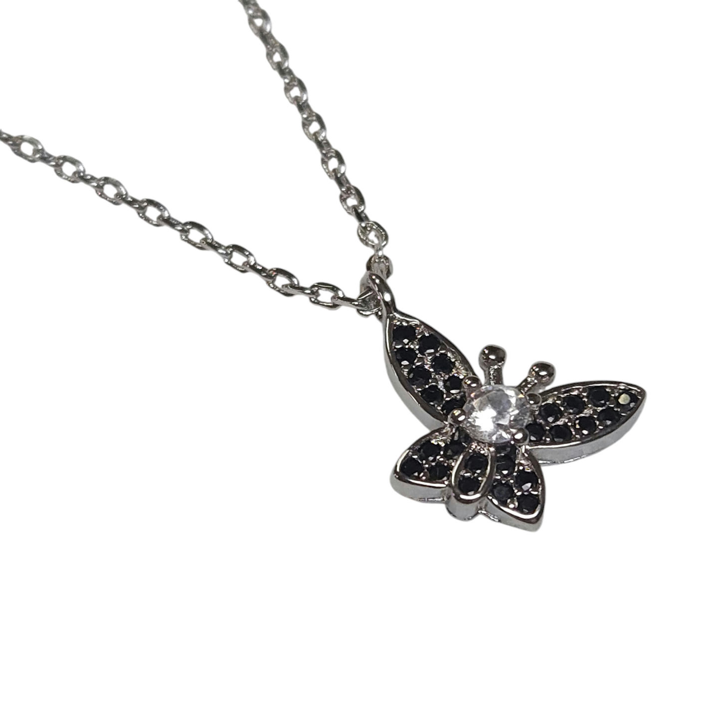 Sterling Silver 925 Cubic Zirconia Little Butterfly Necklace