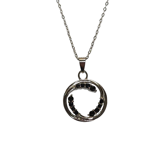 Sterling Silver 925 Cubic Zirconia Swirl Necklace