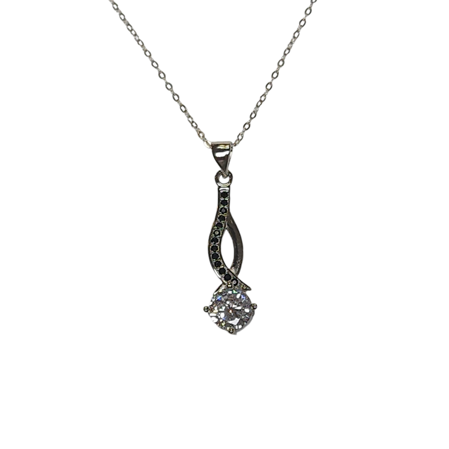 Sterling Silver 925 Cubic Zirconia Infinity Single Stone Necklace