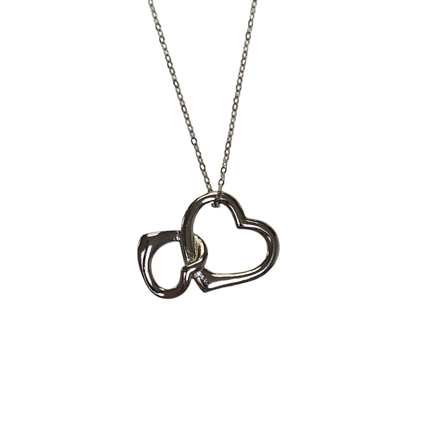 Sterling Silver 925 Silver 2-Heart Necklace