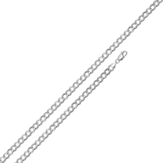 Sterling Silver Curb 4.5mm Bracelet Chain All Lengths