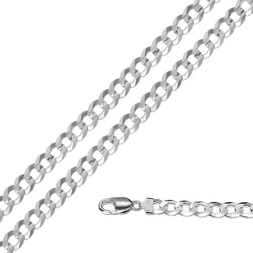 Sterling Silver Curb 180 7mm Chain All Lengths