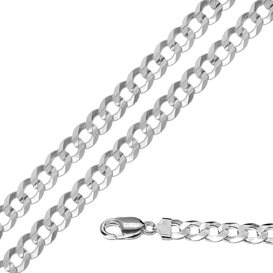 Sterling Silver Curb 220 8.5mm Chain All Lengths