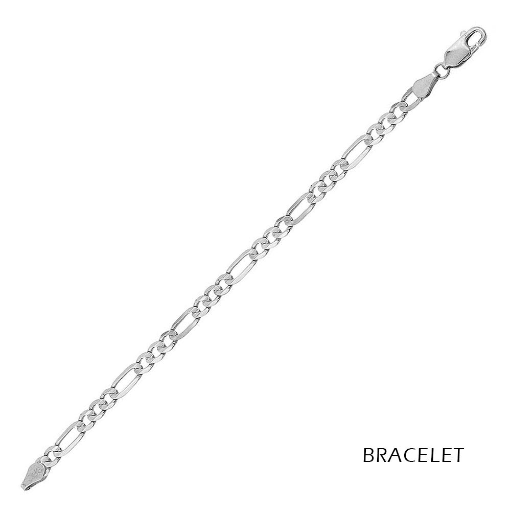 Sterling Silver Figaro 4.5mm Bracelet Chain All Lengths